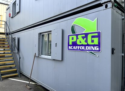 PG Scaffolding external stand off sign CNC 2 A-Signs and Embroidery